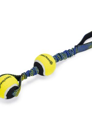 Beeztees Köpek Oyuncağı, Yüzen, Tutamaçlı İki Tenis Topu, Mavi/Sarı, 44x6,3x6,3cm