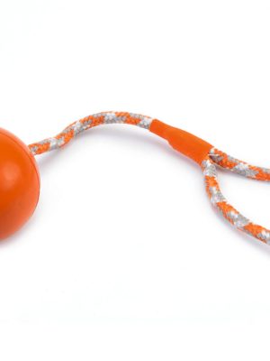 Beeztees Köpek Oyuncağı, İpli Dolu Top, Kauçuk, Turuncu, 30cm