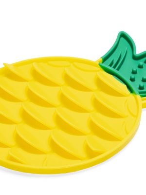 Beeztees Yavru Köpek Yaş Mama Yeme Oyuncağı, Ananas Şeklinde,Silikon, Sarı, 20x20cm
