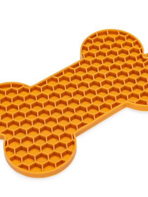 Beeztees Yavru Köpek Yaş Mama Yeme Oyuncağı, Kemik Şeklinde, Silikon, Turuncu, 18x11cm