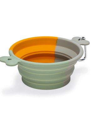 Beeztees Köpek Mama ve Su Kabı, Teleskopik, Turuncu, Silikon, 15,5cm, 750ml