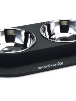 Beeztees Köpek İkili Mama ve Su Kabı, Paslanmaz Çelik, 40x24cm, 2x500ml