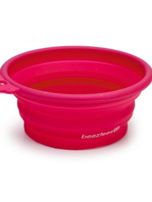 Beeztees Köpek Mama ve Su Kabı, Teleskopik, Pembe, Silikon, 15,5cm, 250ml