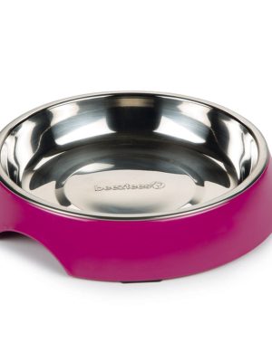 Beeztees Kedi Mama Su Kabı, Paslanmaz Çelik, Pembe, 18,5cm, 420ml