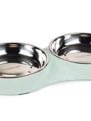 Beeztees Kedi İkili Mama ve Su Kabı, Paslanmaz Çelik, Mint, 35x18x3cm, 2x420ml