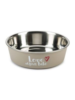 Beeztees Köpek Mama Su Kabı, Paslanmaz Çelik, Gri, 14cm, 450ml