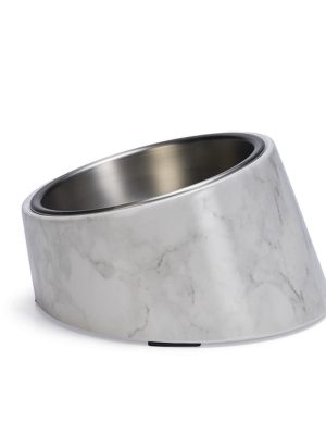 Beeztees DBL Kedi Mama Su Kabı, Paslanmaz Çelik, Beyaz Mermer Görünümlü, 14,5x3,3x7,6cm, 160ml