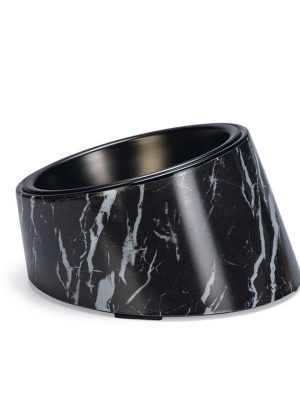 Beeztees DBL Kedi Mama Su Kabı, Paslanmaz Çelik, Siyah Mermer Görünümlü, 14,5x3,3x7,6cm, 160ml