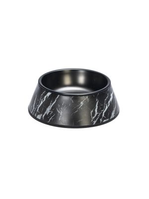 Beeztees DBL Köpek Mama Su Kabı, Mat Siyah Paslanmaz Çelik, Siyah Mermer Görünümlü, 14cm, 160ml