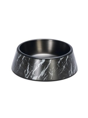 Beeztees DBL Köpek Mama Su Kabı, Mat Siyah Paslanmaz Çelik, Siyah Mermer Görünümlü, 17,5cm, 350ml