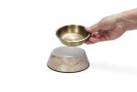 Beeztees DBL Köpek Mama Su Kabı, Mat Altın Rengi Paslanmaz Çelik, Bej Mermer Görünümlü, 14cm, 160ml - Görsel 4