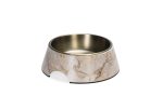 Beeztees DBL Köpek Mama Su Kabı, Mat Altın Rengi Paslanmaz Çelik, Bej Mermer Görünümlü, 22cm, 700ml - Görsel 7