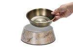 Beeztees DBL Köpek Mama Su Kabı, Mat Altın Rengi Paslanmaz Çelik, Bej Mermer Görünümlü, 22cm, 700ml - Görsel 8