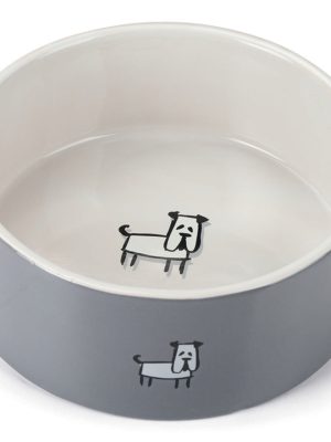 Beeztees Köpek Mama Su Kabı, Seramik, Beyaz Gri, 21,5cm, 2000ml