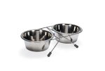 Beeztees Köpek İkili Mama Su Kabı, Paslanmaz Çelik, 16cm, 2x900ml
