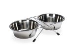 Beeztees Köpek İkili Mama Su Kabı, Paslanmaz Çelik, 20cm, 2x1800ml
