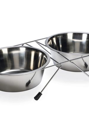 Beeztees Köpek İkili Mama Su Kabı, Paslanmaz Çelik, 20cm, 2x1800ml