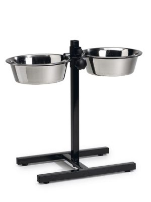 Beeztees Köpek İkili Mama Su Kabı, Ayaklı, Paslamaz Çelik, 25cm, 2x2,5L