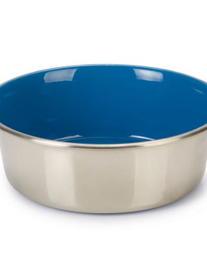 Beeztees Köpek Mama Su Kabı, Paslanmaz Çelik, İçi Mavi, 16cm, 940ml