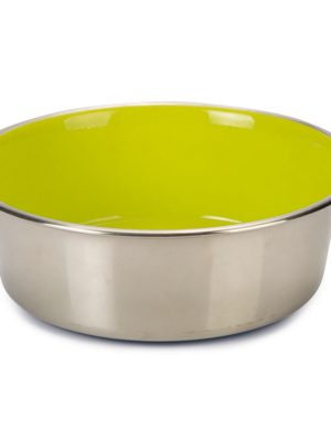 Beeztees Köpek Mama Su Kabı, Paslanmaz Çelik, İçi Sarı, 16cm, 940ml