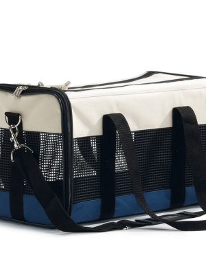 Beeztees Köpek Taşıma ve Seyahat Çantası, Krem/Mavi, 43x25x27cm