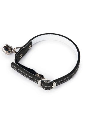 Beeztees Kedi Boyun Tasması, Deri, Zilli, Siyah, 24-29cm