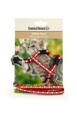 Beeztees Yavru Kedi Göğüs Tasması ve Gezdirme Kayışı 120cm, Kırmızı, 16-25cm Boyun, 23-36cm Göğüs - Görsel 2