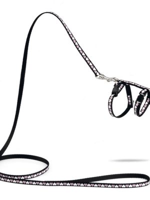 Beeztees Yavru Kedi Göğüs Tasması ve Gezdirme Kayışı 120cm, Siyah, 16-25cm Boyun, 23-36cm Göğüs