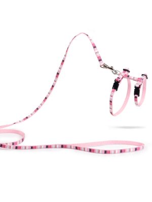 Beeztees Yavru Kedi Göğüs Tasması ve Gezdirme Kayışı, 120cm, Pembe, 15-33cm