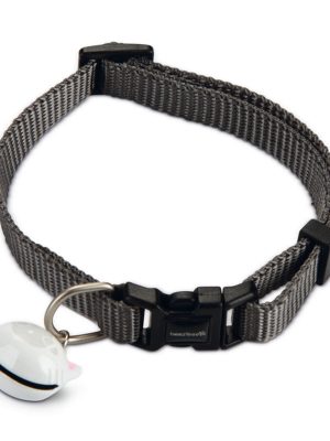 Beeztees Kedi Boyun Tasması, Zilli, Koyu Gri, 20-30cm