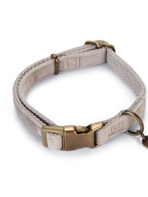 Beeztees DBL Köpek Tasması, Kadife, Gri, 26-40cm, 15mm