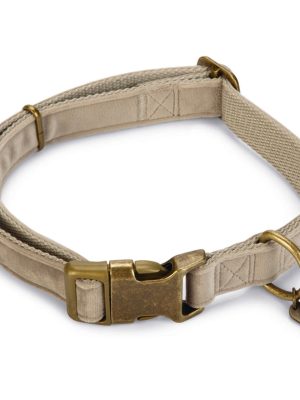 Beeztees DBL Köpek Tasması, Kadife, Gri, 48-70cm, 25mm