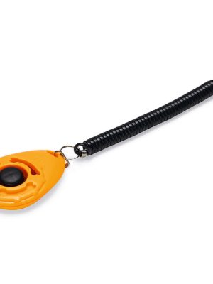 Beeztees Köpek Eğitim Klikırı, Karabina ve Bağlama Kordonlu, Turuncu, 6x4x1,7cm