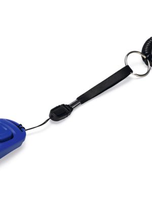 Beeztees Köpek Eğitim Düdüğü ve Klikırı, Karabina ve Bağlama Kordonlu, Mavi, 7x3x2cm