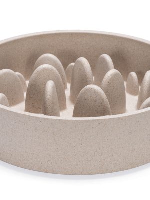 Beeztees DBL Köpek Yavaş Besleme Mama Kabı, Bambu, Bej, 21cm, 1430ml