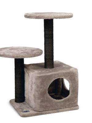 Karlıe Katlı Kedi Evi Ve Tırmala Tahtası Gri (45x35x70)