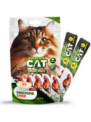 EuroGold Cat Sıvı Kedi Ödülü Tavuk - Ciğer 5x15Gr