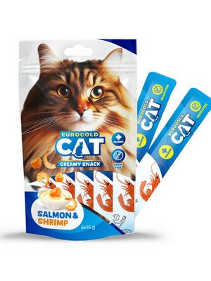 EuroGold Cat Sıvı Kedi Ödülü Somon - Karides 5x15Gr