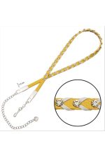 Örgülü Deri Taşlı Kemer-Sarı - Görsel 2