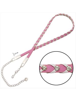 Örgülü Deri Taşlı Kemer-Sarı