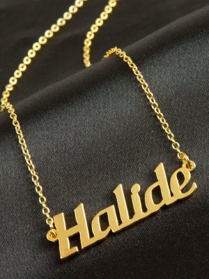 Halide İsimli Kolye -Sarı
