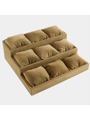 3 Basamaklı Anfora Kumaş Yastıklı Stand-Kahverengi-1