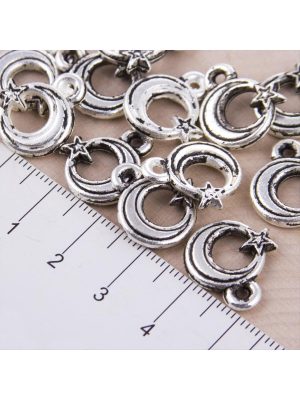 Ay Yıldız Püskül Malzemesi 10lu Minik-Gümüş Rengi