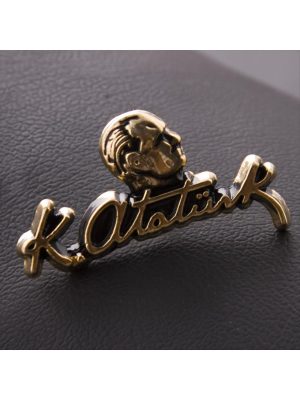 Atatürk İmzalı Yaka Rozet-Sarı