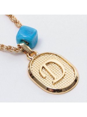 Plastik Boncuklu Burgulu Harfli Kolye-D