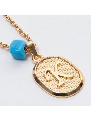 Plastik Boncuklu Burgulu Harfli Kolye-K