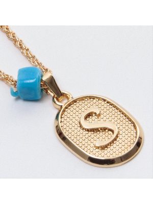 Plastik Boncuklu Burgulu Harfli Kolye-S