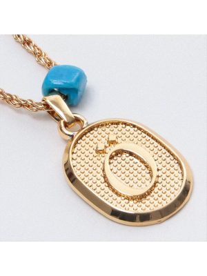 Plastik Boncuklu Burgulu Harfli Kolye-Ö