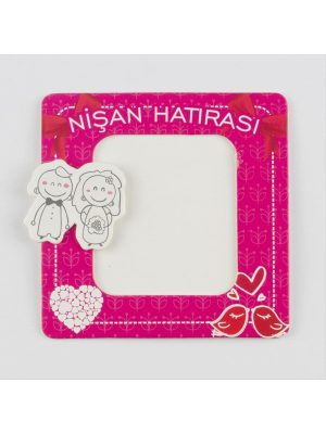 Nişan Hatırası Magnet Karton Çerçeve-Pembe