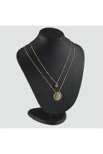 Boş Plaka Figürlü İkili Kolye-Sarı - Görsel 2